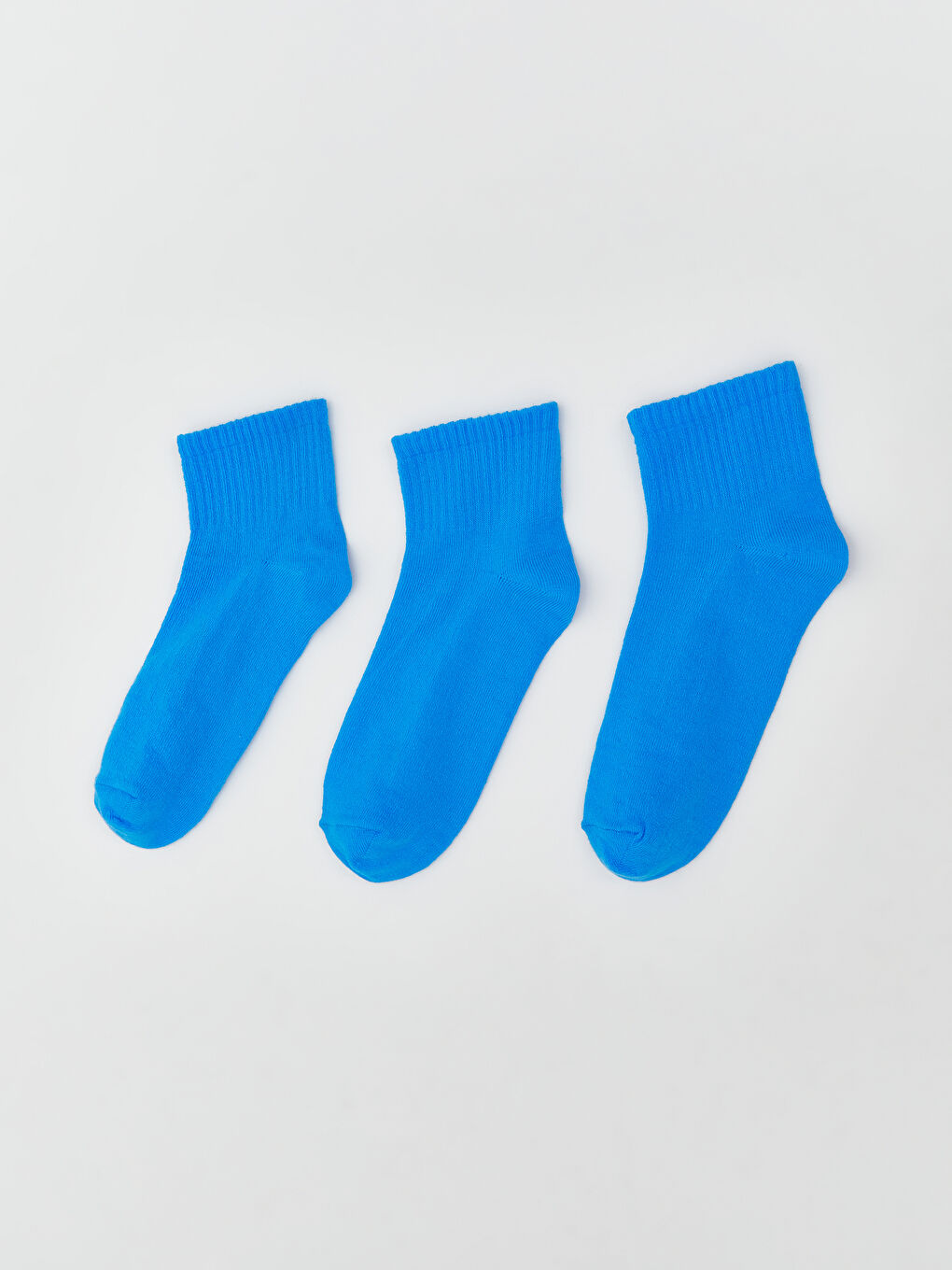 Mavi Kadın Düz Soket Çorap 3'lü