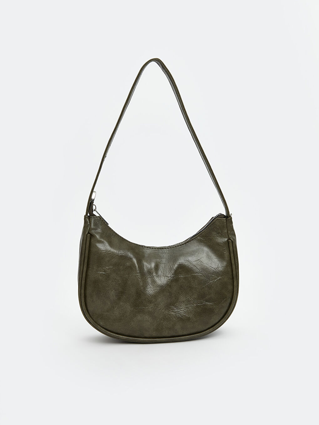 Haki Deri Görünümlü Kadın Kol Çantası