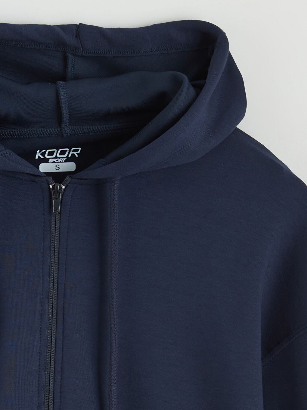 Lacivert Kapüşonlu Soft Touch Kadın Fermuarlı Sweatshirt-1