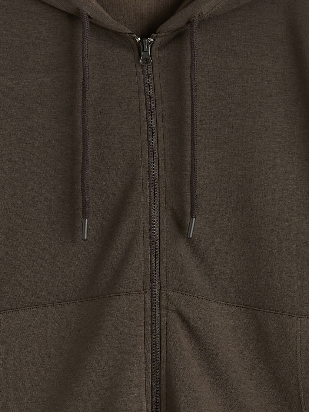 Haki Kapüşonlu Soft Touch Kadın Fermuarlı Sweatshirt-1