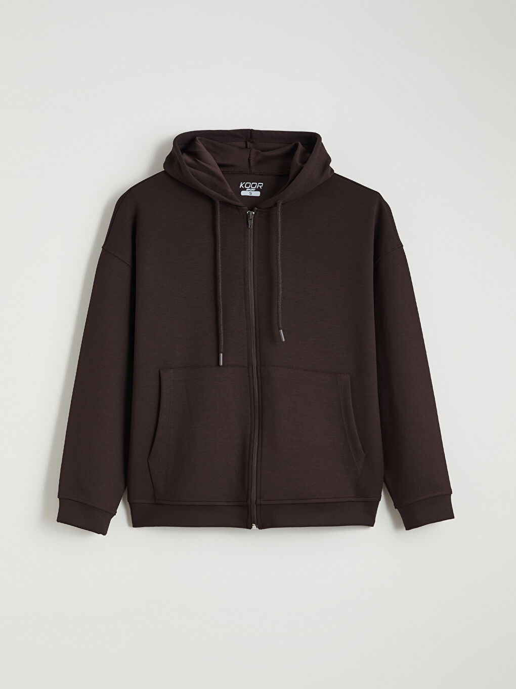 Kahverengi Kapüşonlu Soft Touch Kadın Fermuarlı Sweatshirt