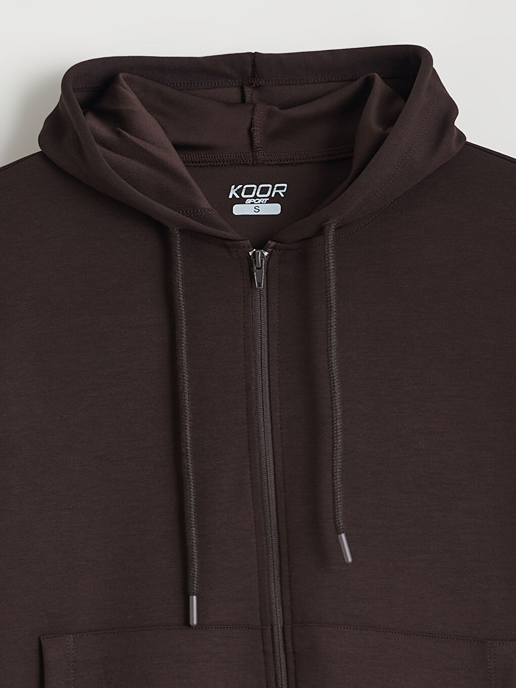 Kahverengi Kapüşonlu Soft Touch Kadın Fermuarlı Sweatshirt-1