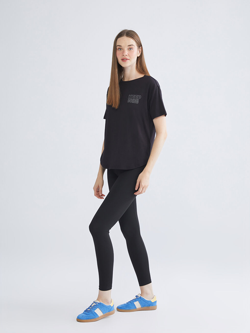 Siyah Yüksek Bel Toparlayıcı Kadın Spor Tayt-1