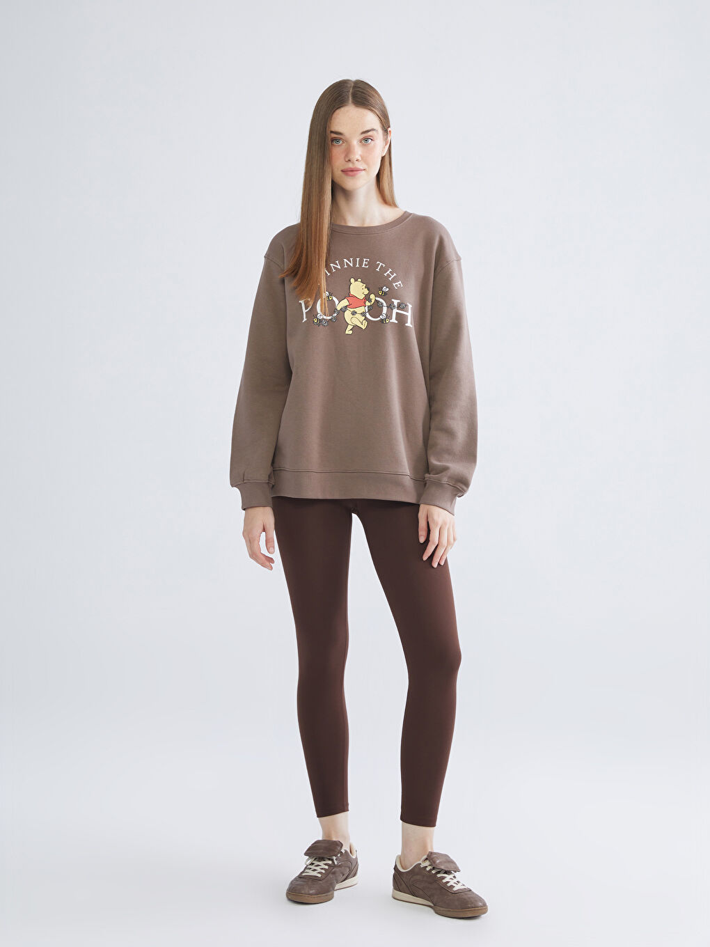 Kahverengi Yüksek Bel Toparlayıcı Kadın Spor Tayt-1