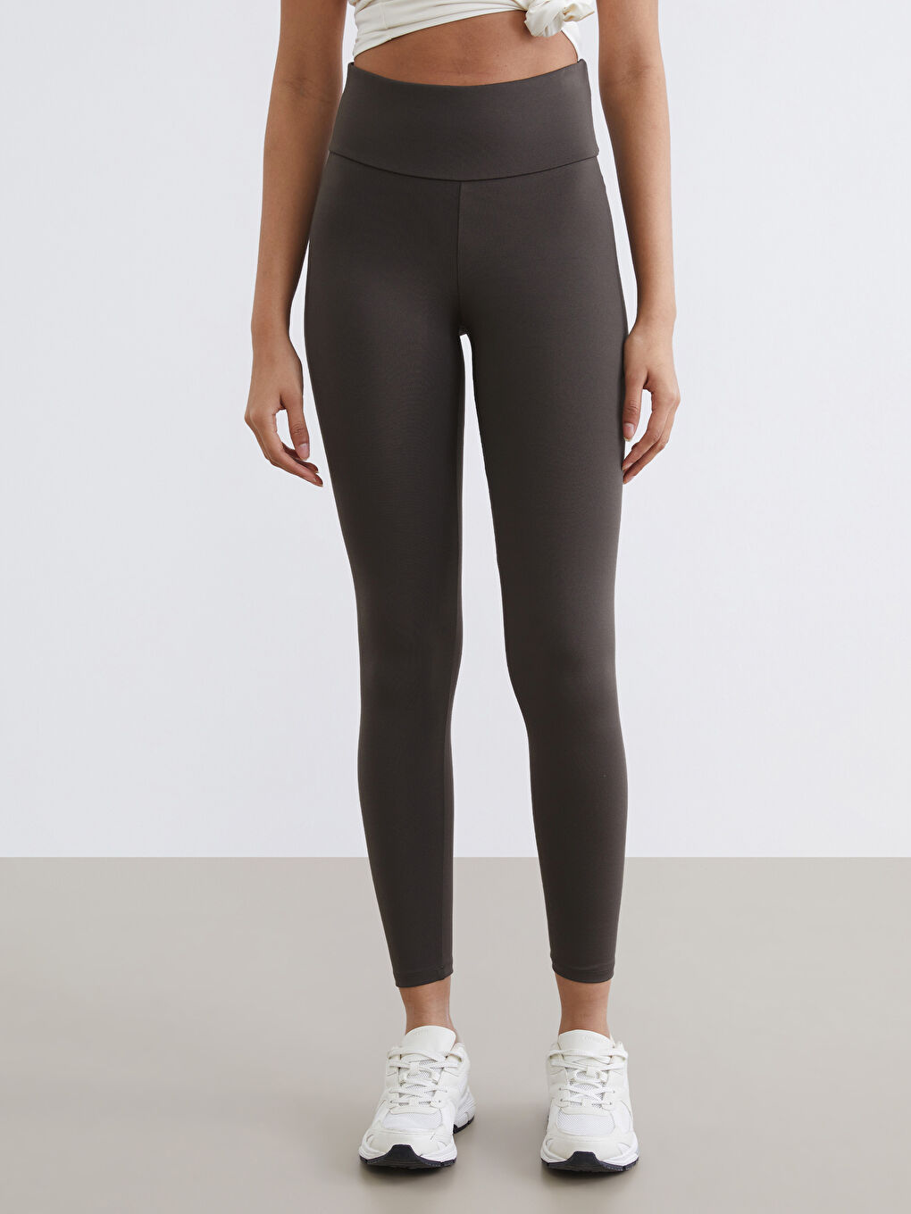 Haki Yüksek Bel Toparlayıcı Kadın Spor Tayt-1