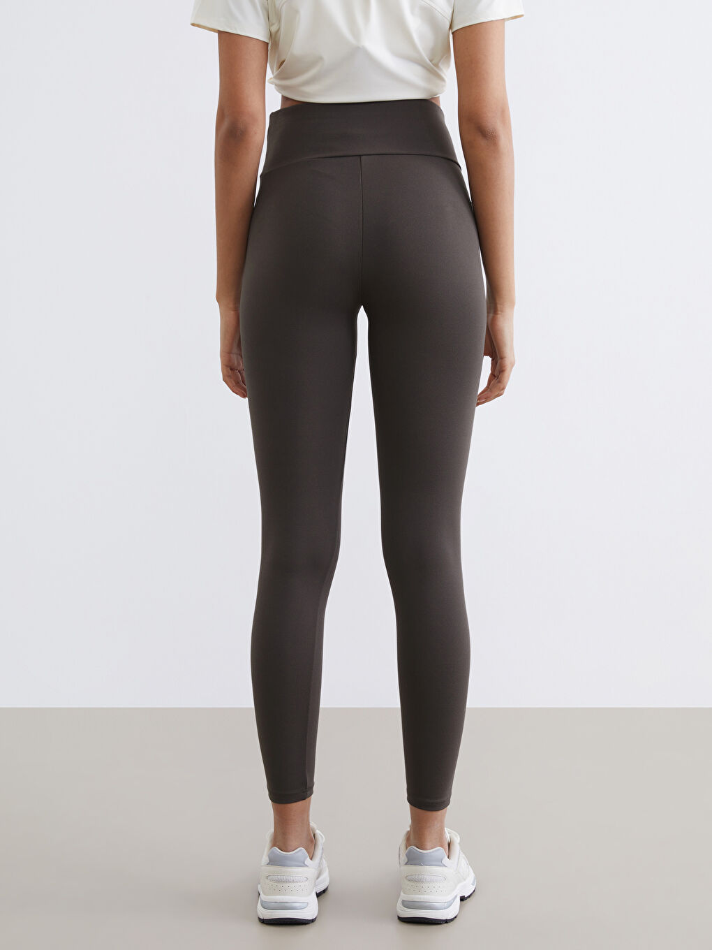 Haki Yüksek Bel Toparlayıcı Kadın Spor Tayt-4