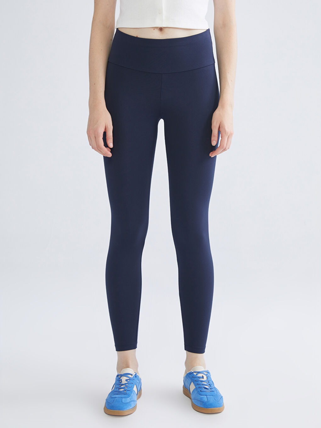 Lacivert Yüksek Bel Toparlayıcı Kadın Spor Tayt-2