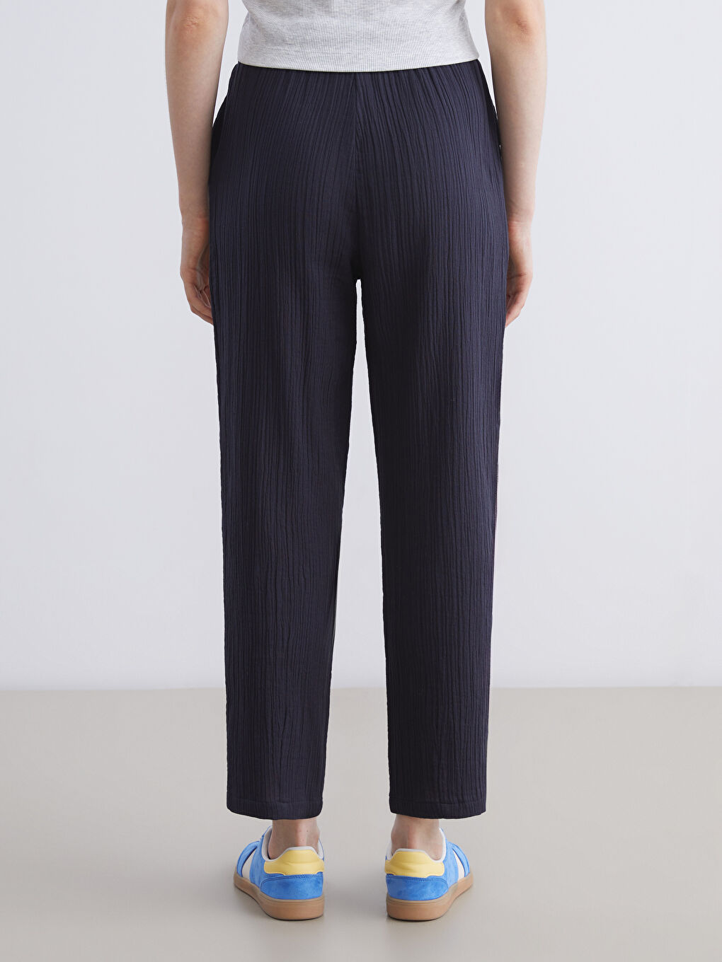 XSIDE Elastic Waist Textured Muslin Women's Trousers -W5JL19Z8-8N4