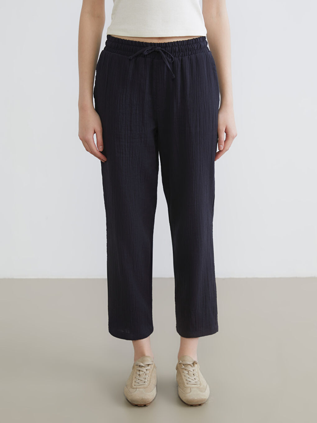 Musselinhose für Damen mit Elastischem Bund und Struktur-2