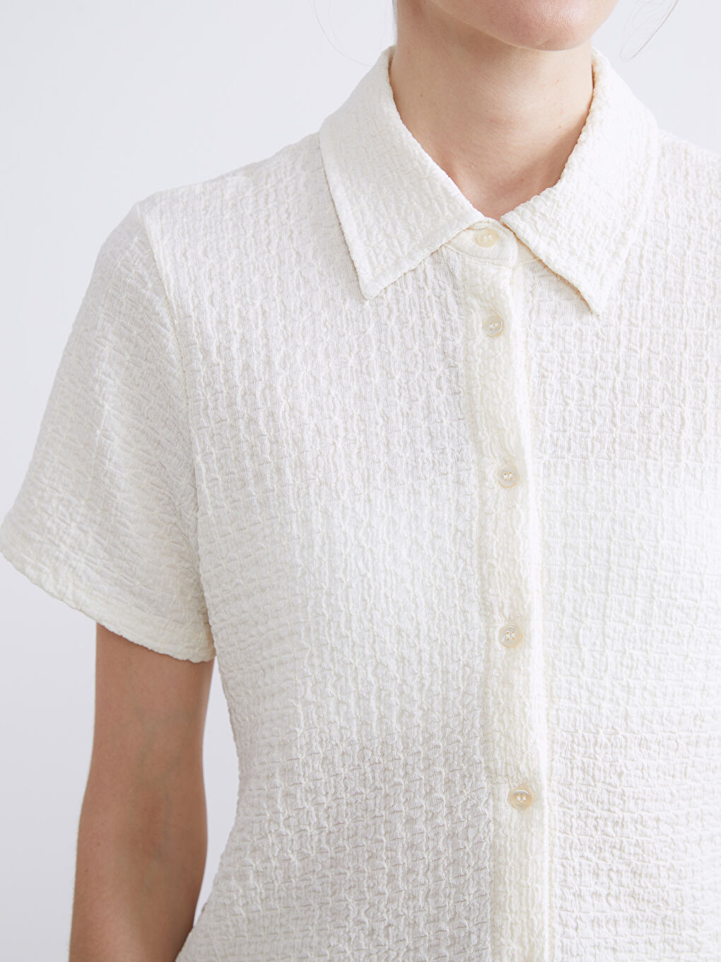 Sarı Dokulu Kadın Gömlek-2