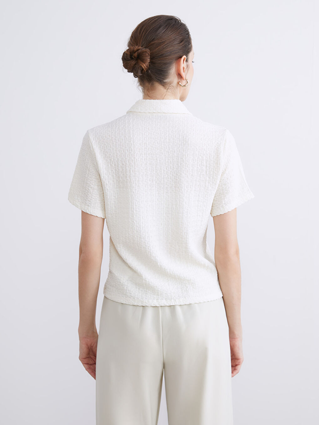 Sarı Dokulu Kadın Gömlek-3