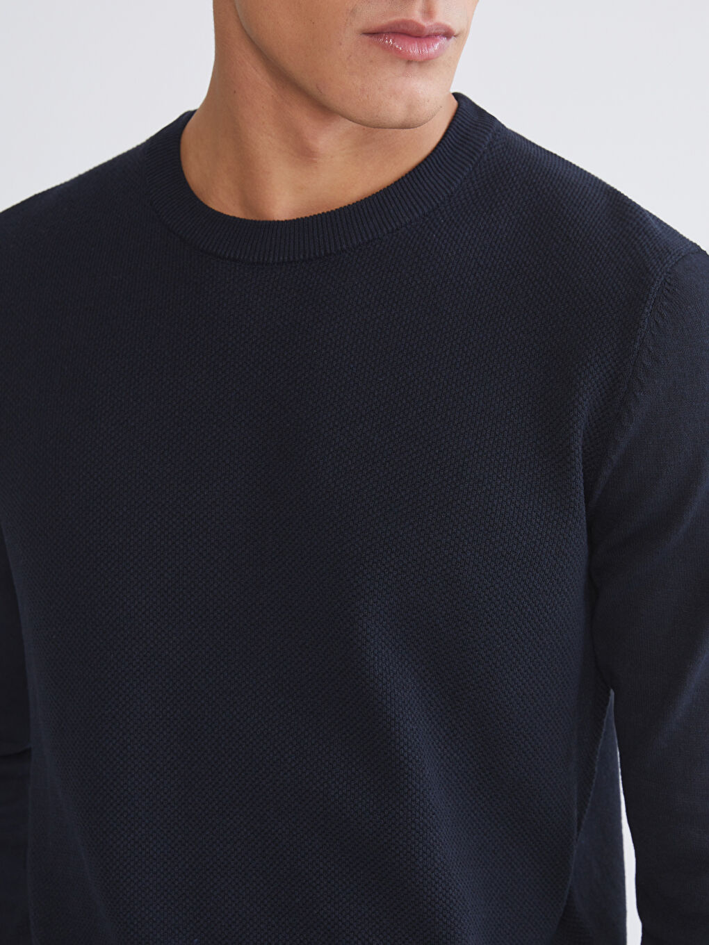 Lacivert Bisiklet Yaka Erkek Kazak-2