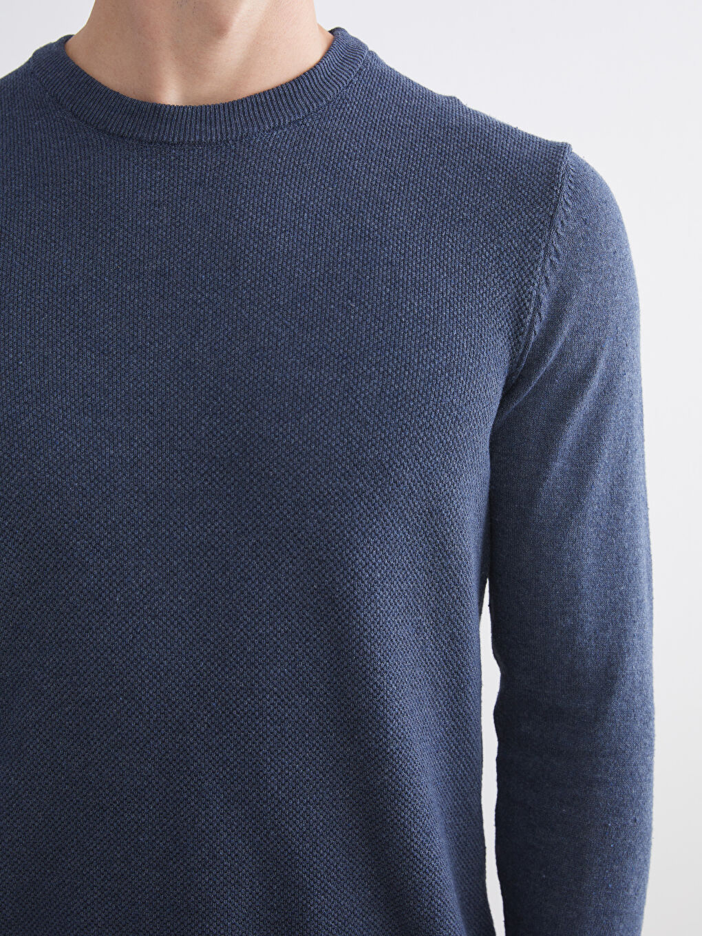 İndigo Bisiklet Yaka Erkek Kazak-2