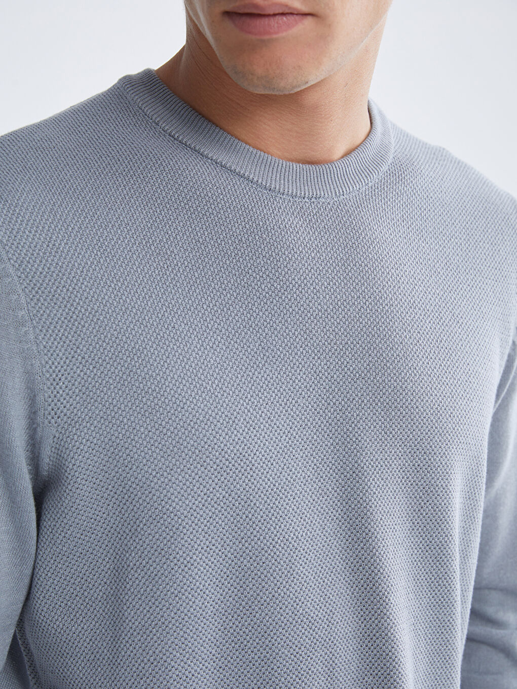 Mavi Bisiklet Yaka Erkek Kazak-2