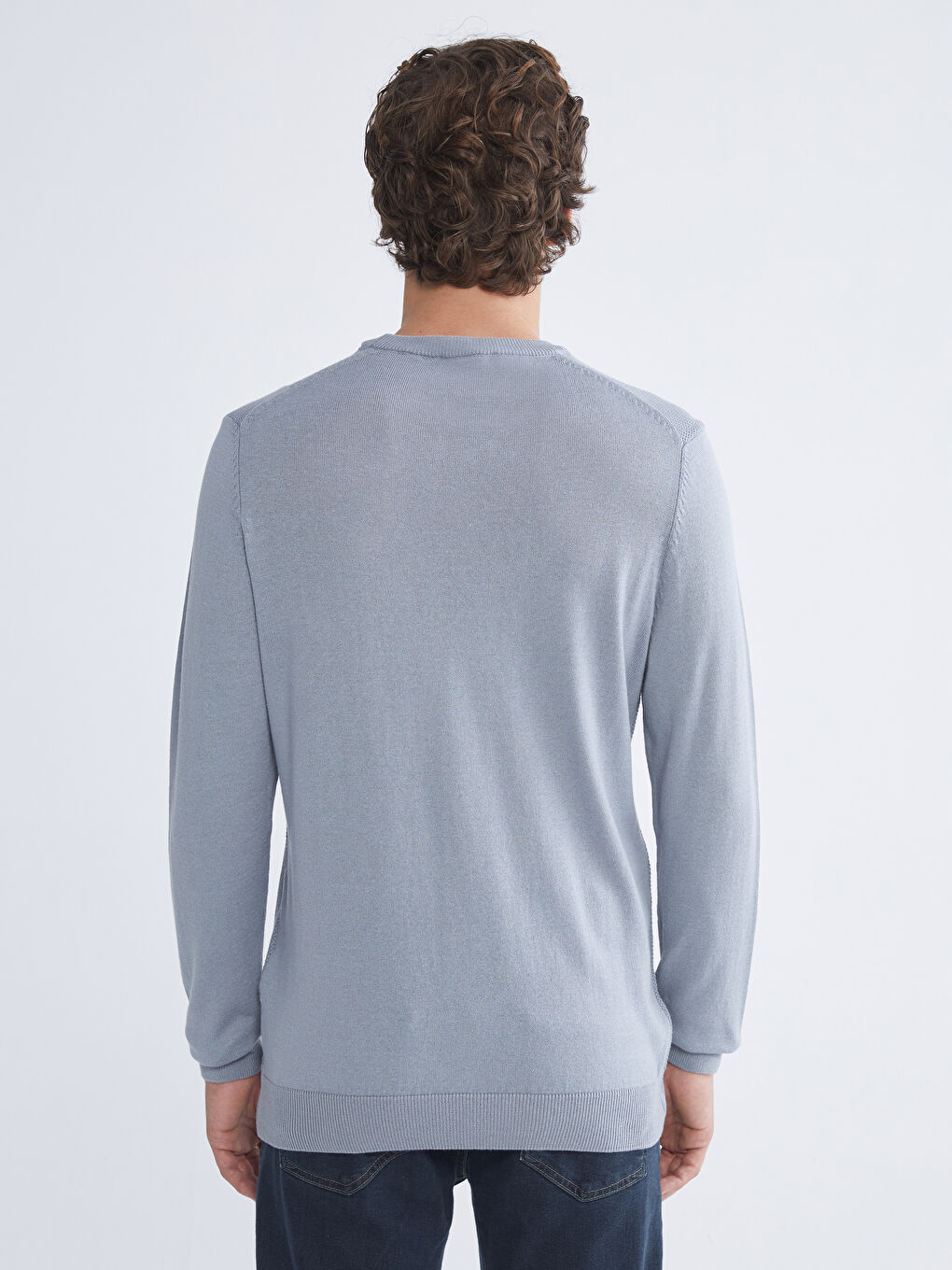 Mavi Bisiklet Yaka Erkek Kazak-3