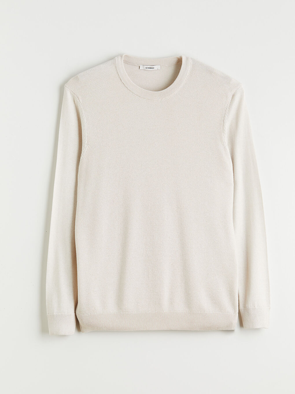 Bej Bisiklet Yaka Erkek Kazak-4