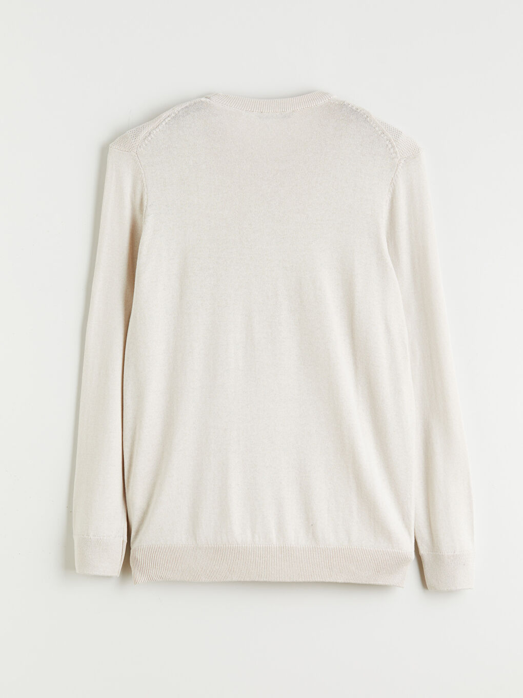 Bej Bisiklet Yaka Erkek Kazak-5