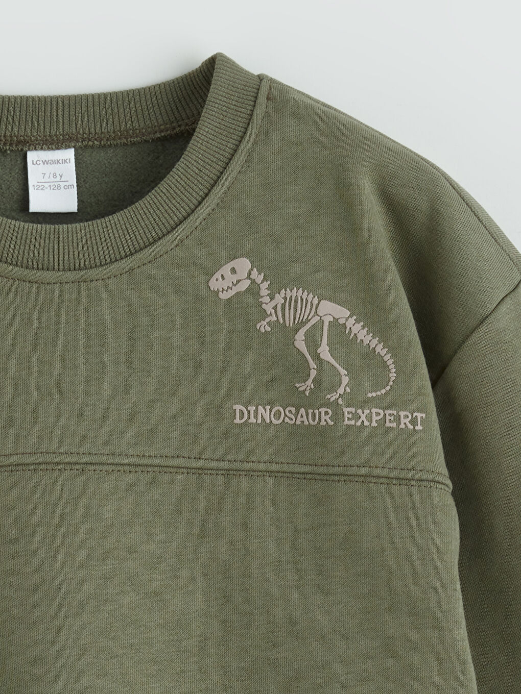 Haki Bisiklet Yaka Baskılı Erkek Çocuk Kalın Sweatshirt-2