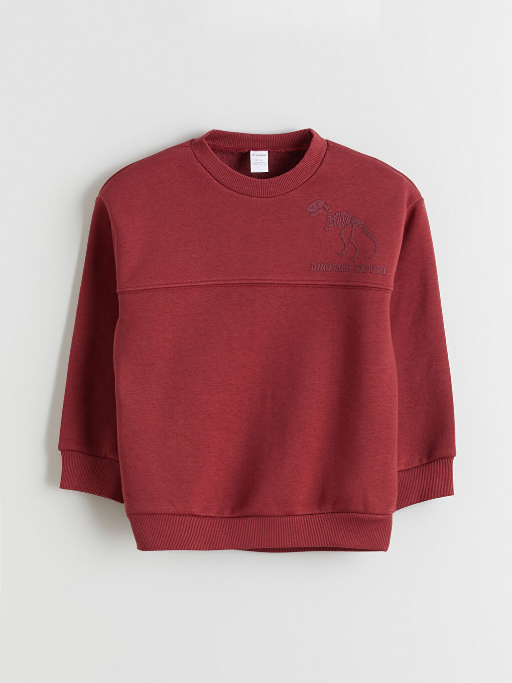 Bordo Bisiklet Yaka Baskılı Erkek Çocuk Kalın Sweatshirt