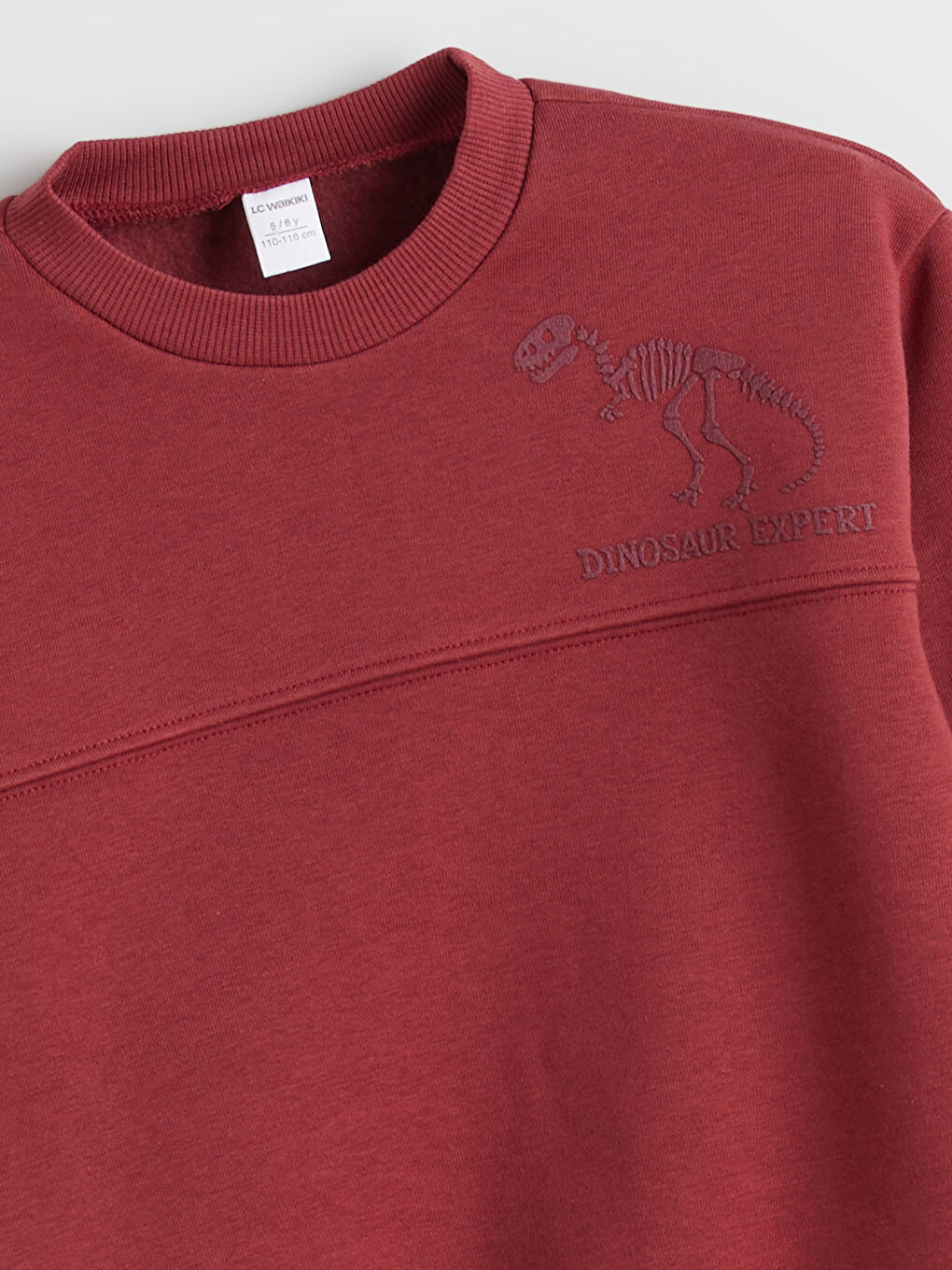 Bordo Bisiklet Yaka Baskılı Erkek Çocuk Kalın Sweatshirt-2