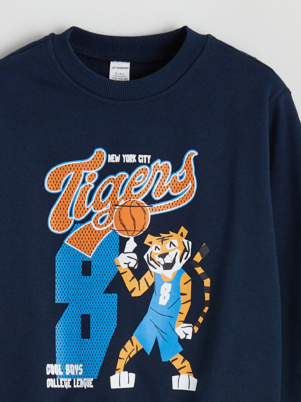 Lacivert Aslan Baskılı Erkek Çocuk Sweatshirt-1