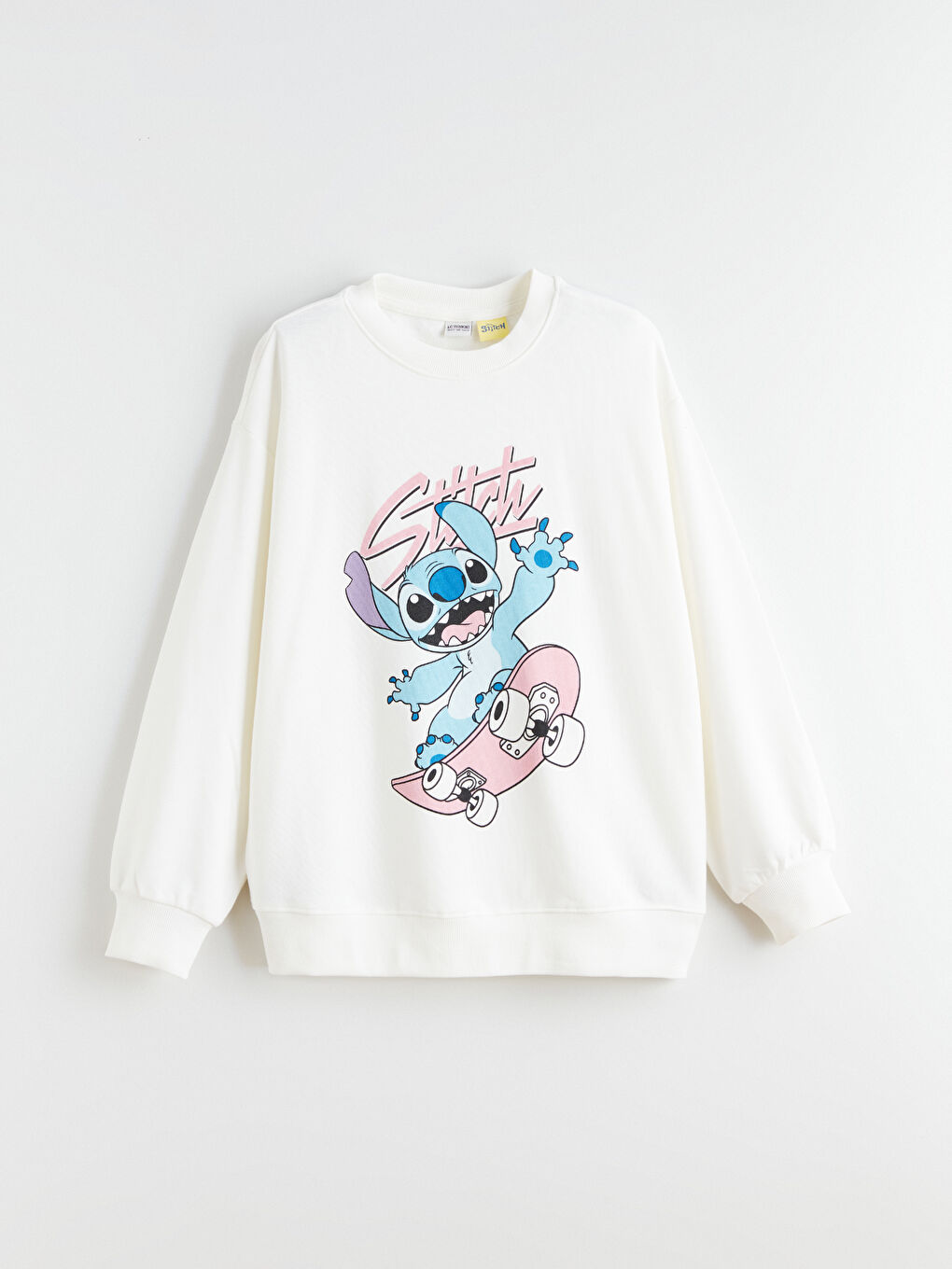 Crew Neck Stitch Printed Girls' Sweatshirt