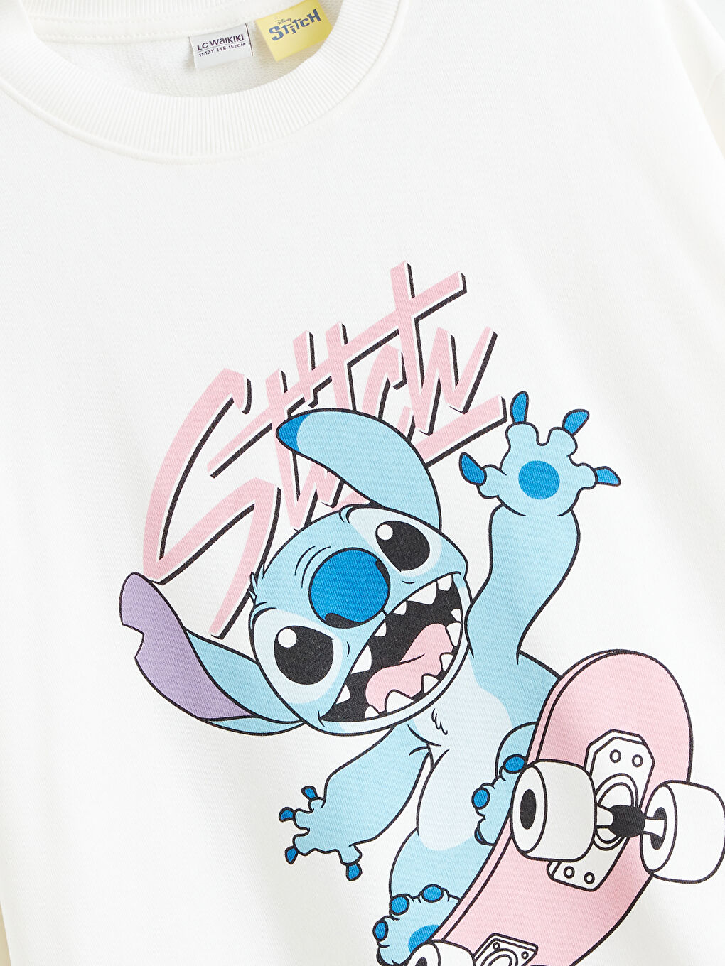Crew Neck Stitch Printed Girls' Sweatshirt-1
