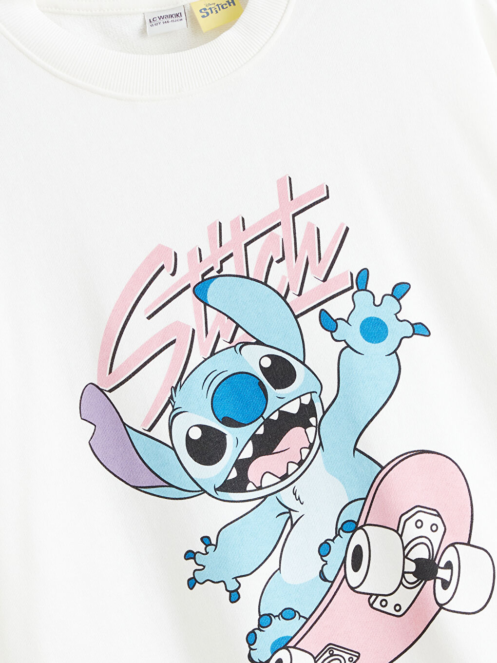 Crew Neck Stitch Printed Girls' Sweatshirt-1