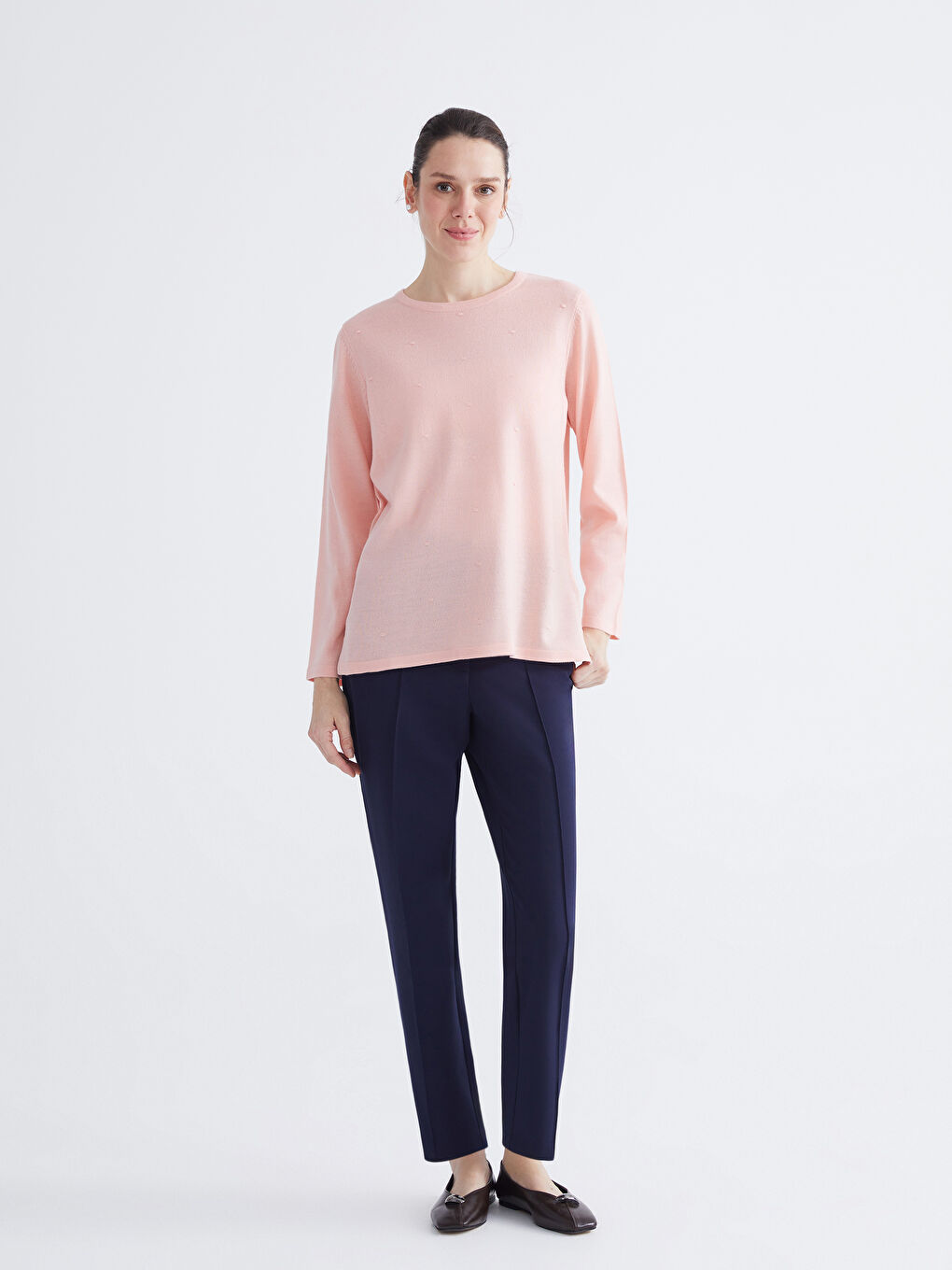 بلوز یەخە خڕ نەخشدار بۆ ژنان تریکۆ-1