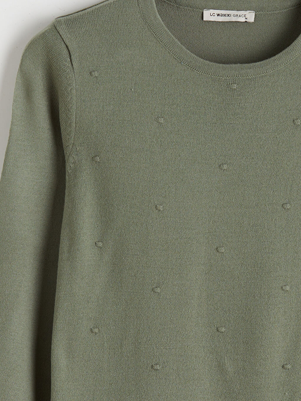 Džemper od trikotaže sa teksturom i okruglim izrezom za žene-5