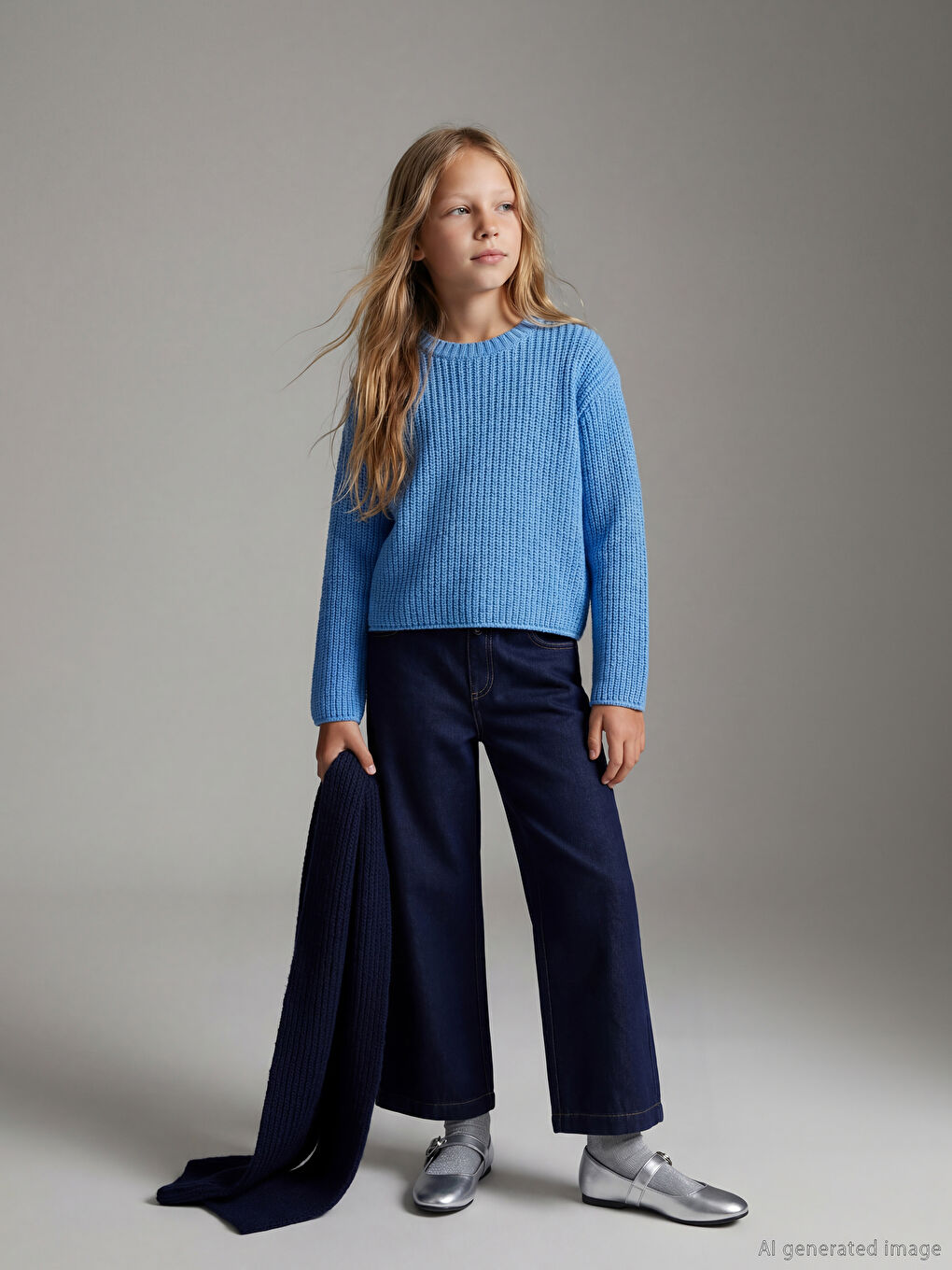 جينز بنات واسع الأرجل