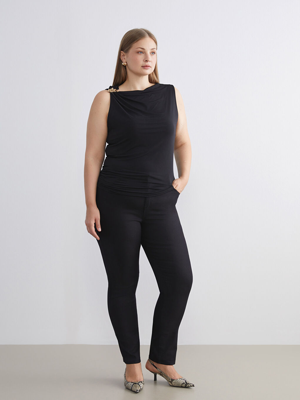 Slash Neck Ruched Blouse-5