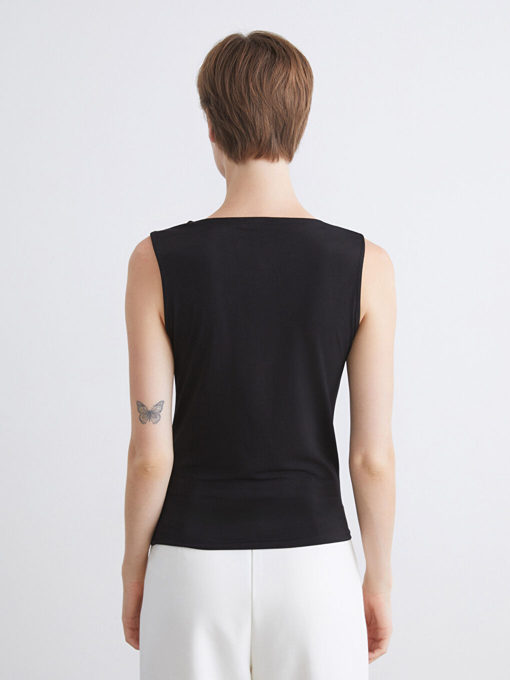 LCWAIKIKI Classic Slash Neck Ruched Blouse -W5JL89Z8-CVL