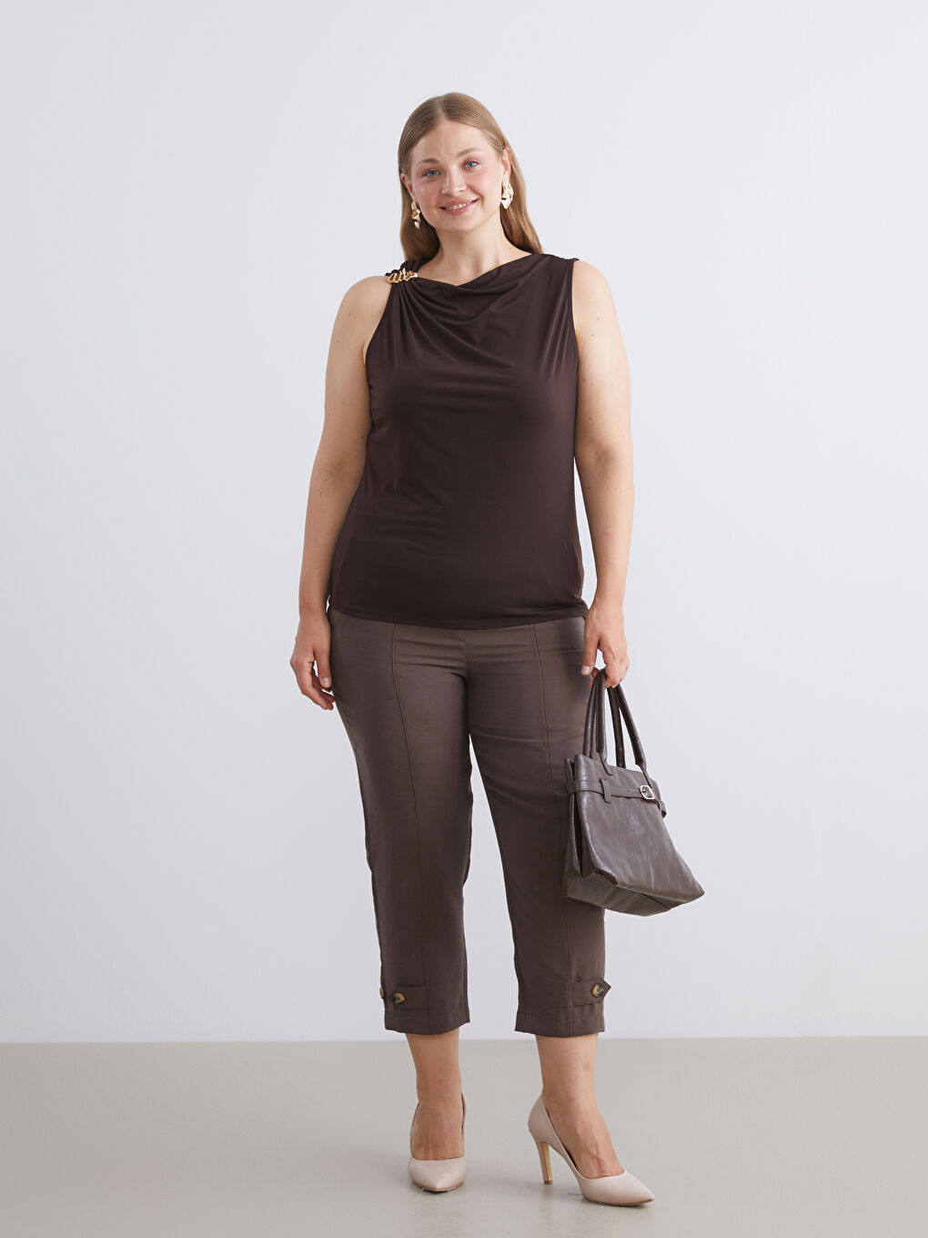 LCWAIKIKI Classic Slash Neck Ruched Blouse -W5JL89Z8-HDD