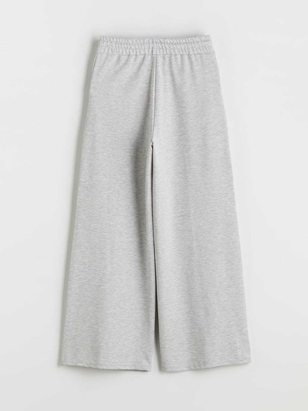 Gri Beli Lastikli Geniş Paça Kadın Eşofman Altı-5