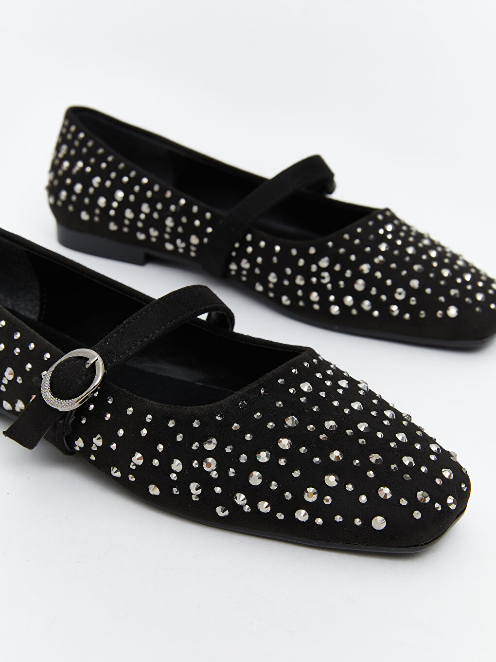 Siyah Parlak Taşlı Kadın Babet-2