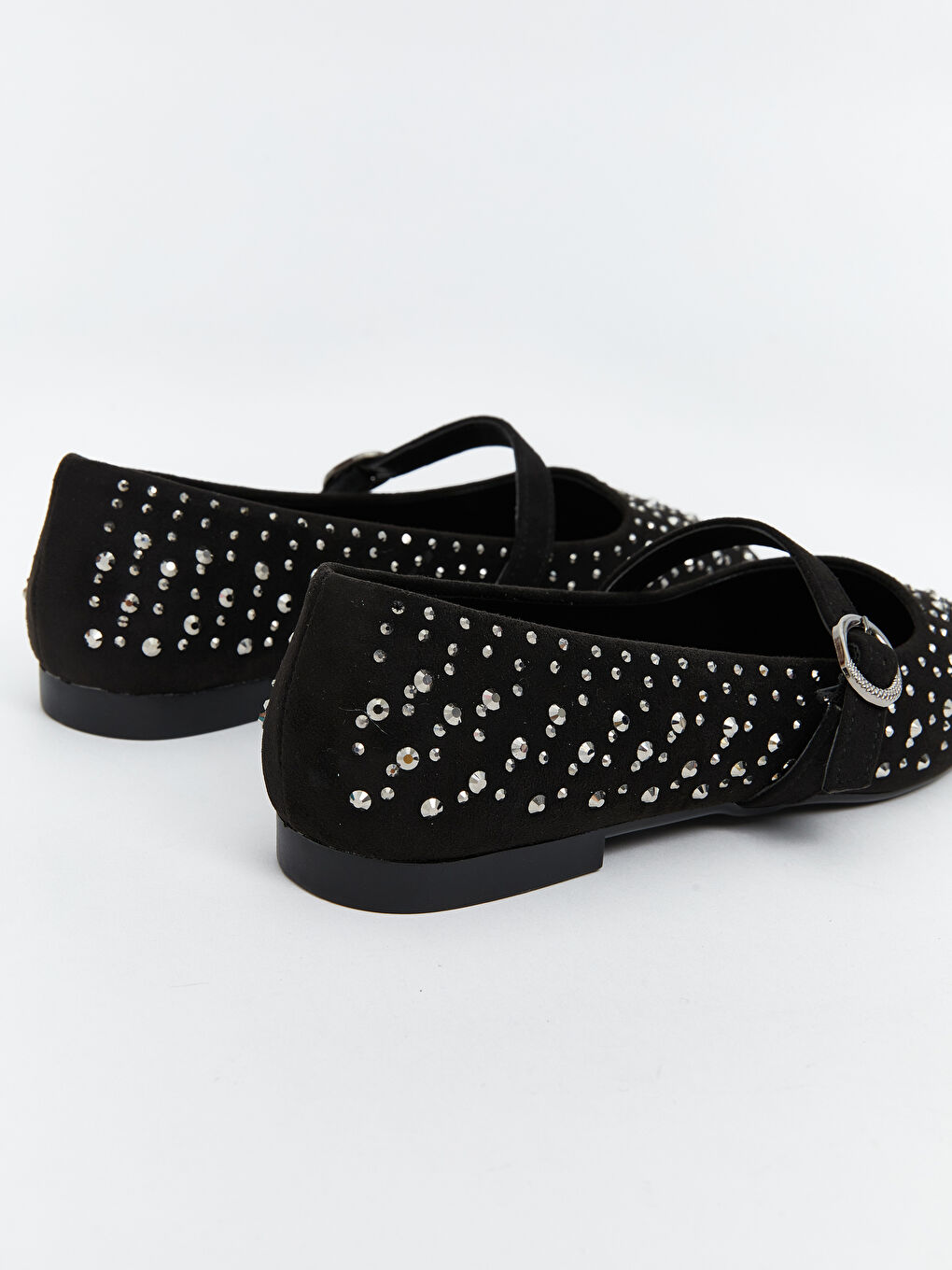 Siyah Parlak Taşlı Kadın Babet-4