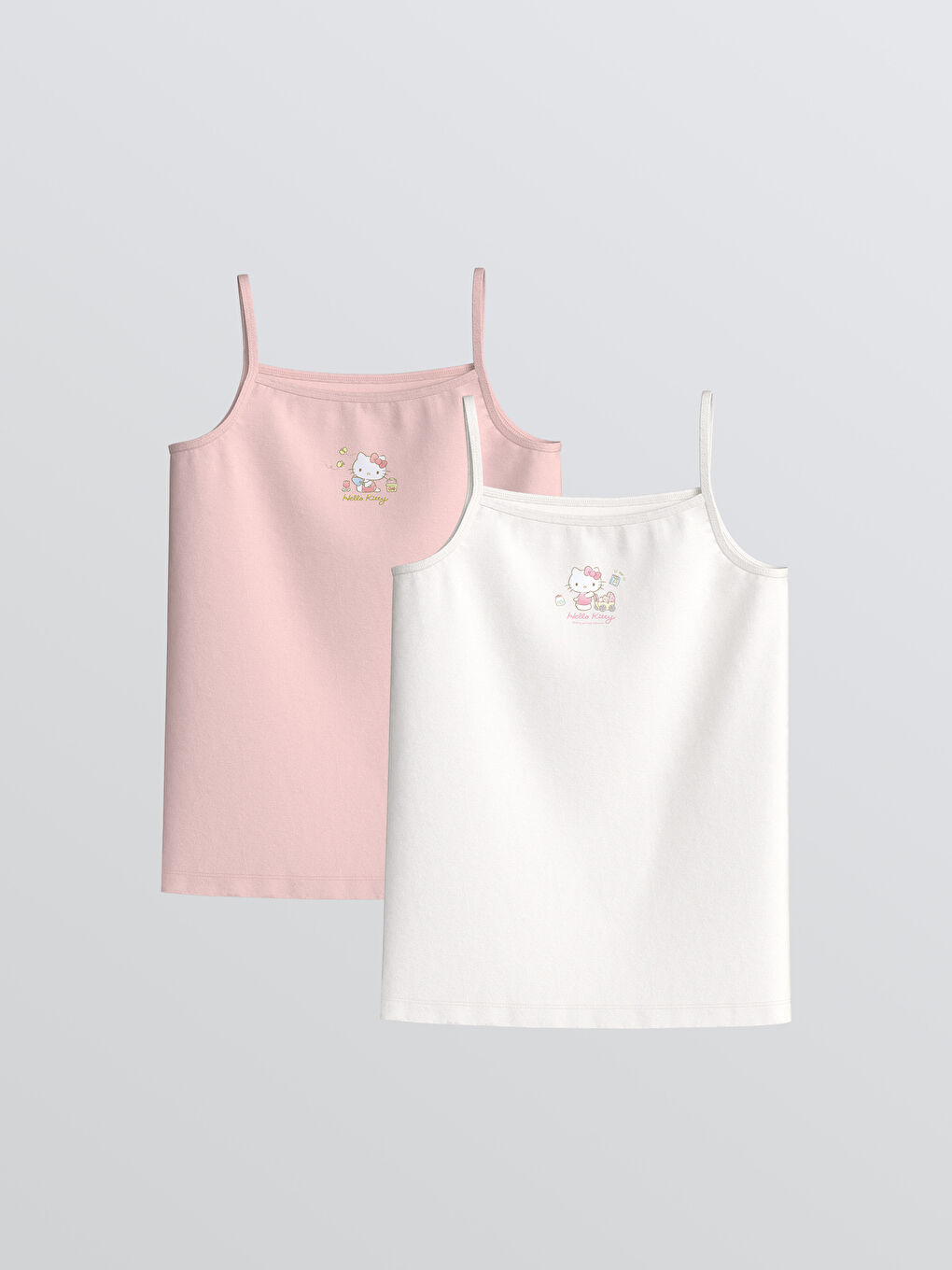 Ekru Kare Yaka Hello Kitty Baskılı Kız Çocuk Atlet 2'li