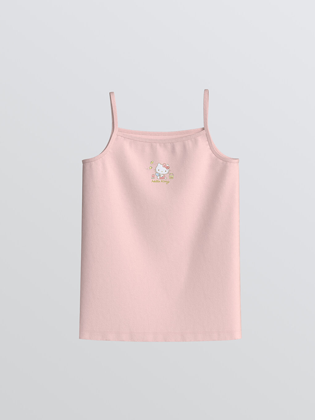 Ekru Kare Yaka Hello Kitty Baskılı Kız Çocuk Atlet 2'li-1