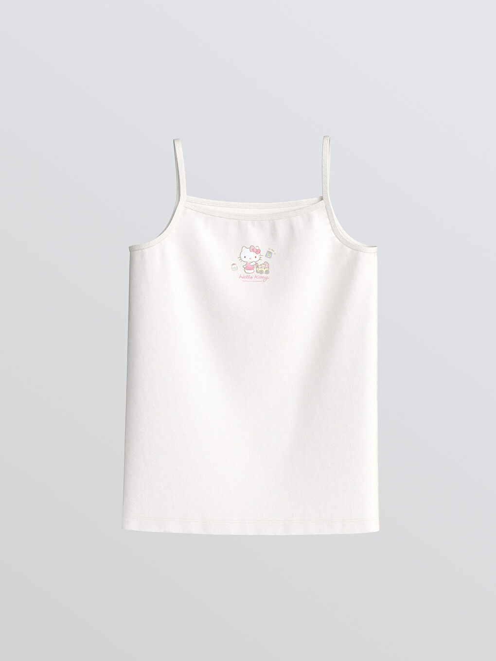 Ekru Kare Yaka Hello Kitty Baskılı Kız Çocuk Atlet 2'li-2