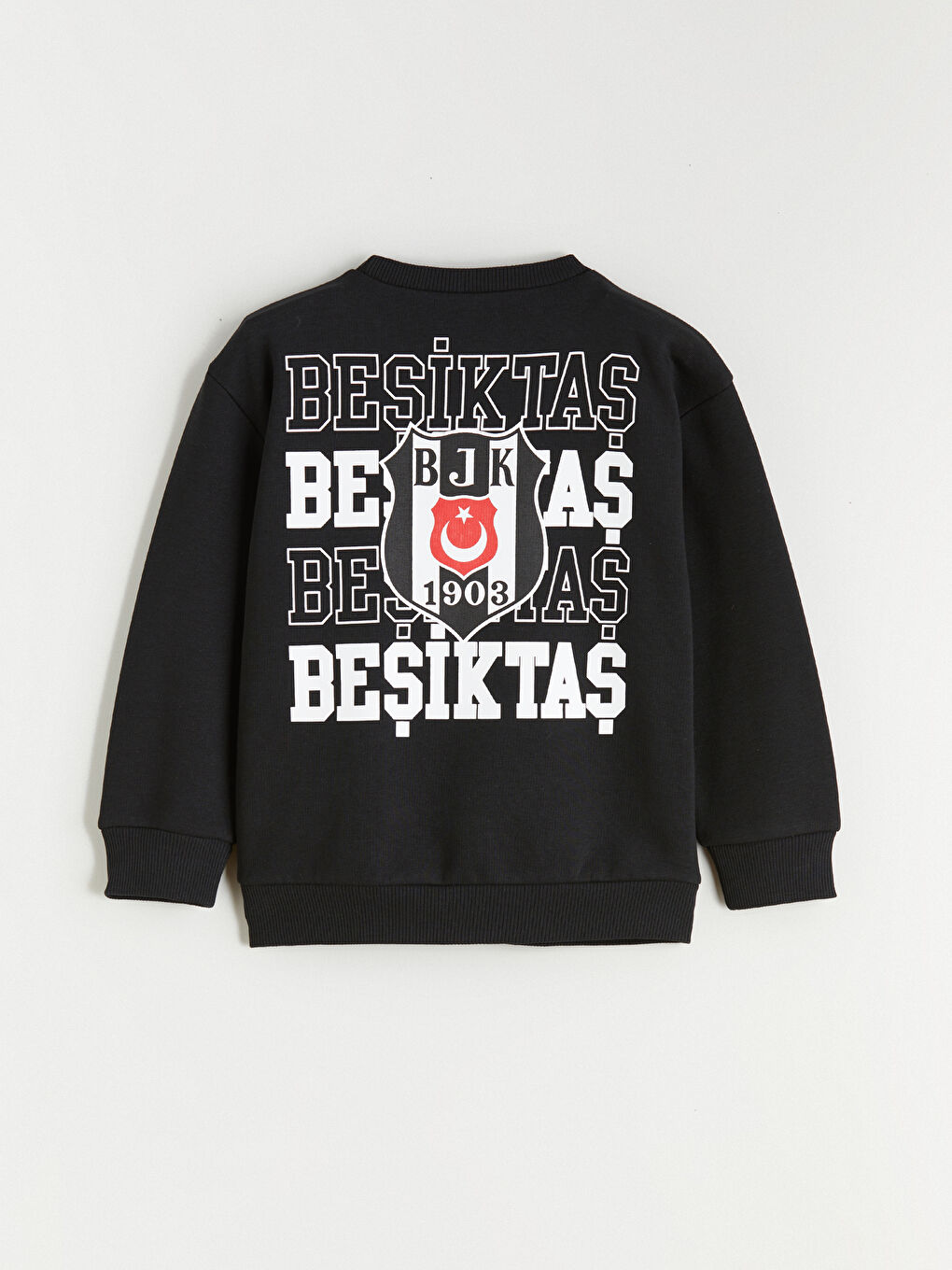 Siyah Beşiktaş Baskılı Erkek Çocuk Kalın Sweatshirt-1