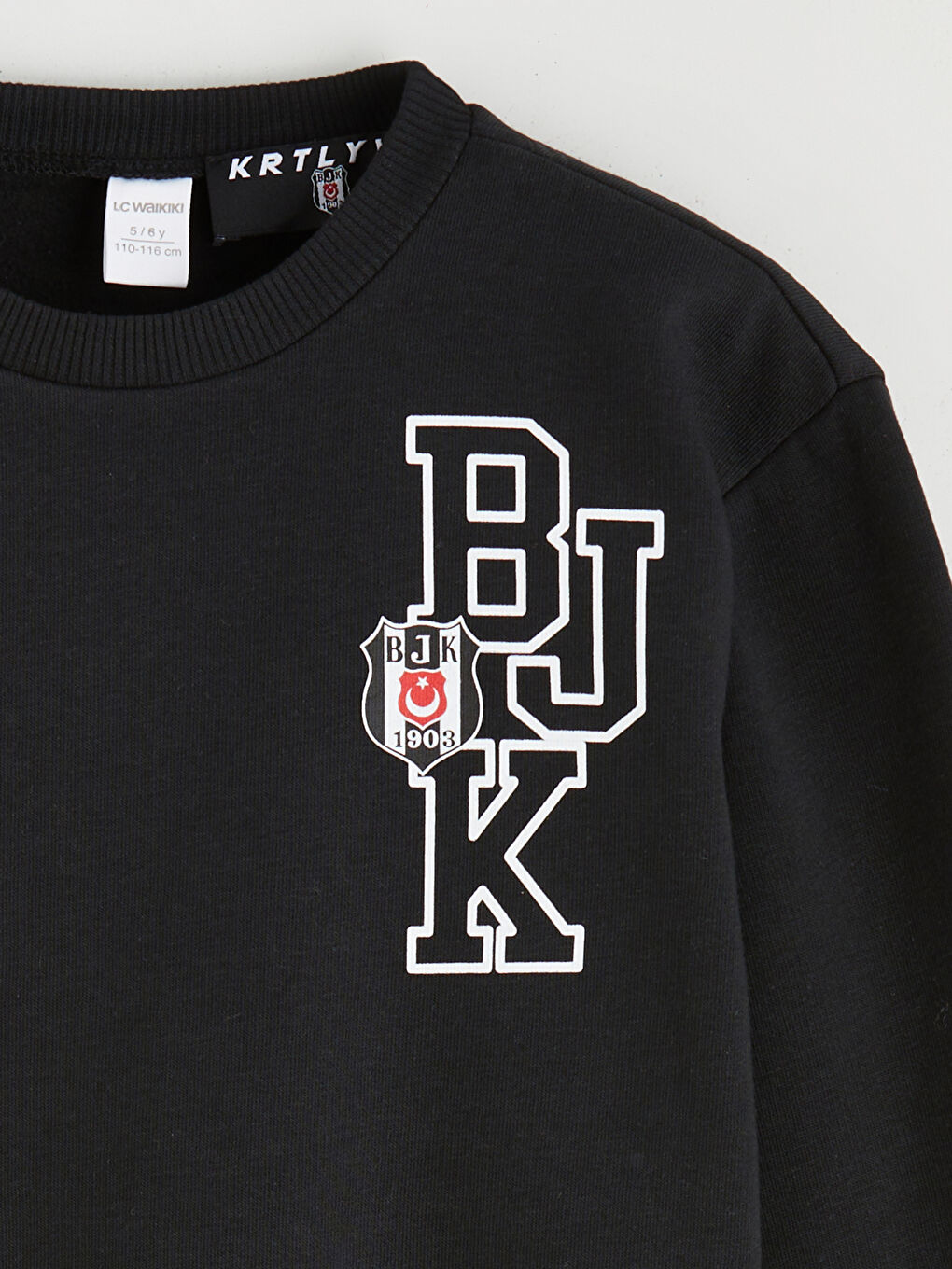 Siyah Beşiktaş Baskılı Erkek Çocuk Kalın Sweatshirt-2