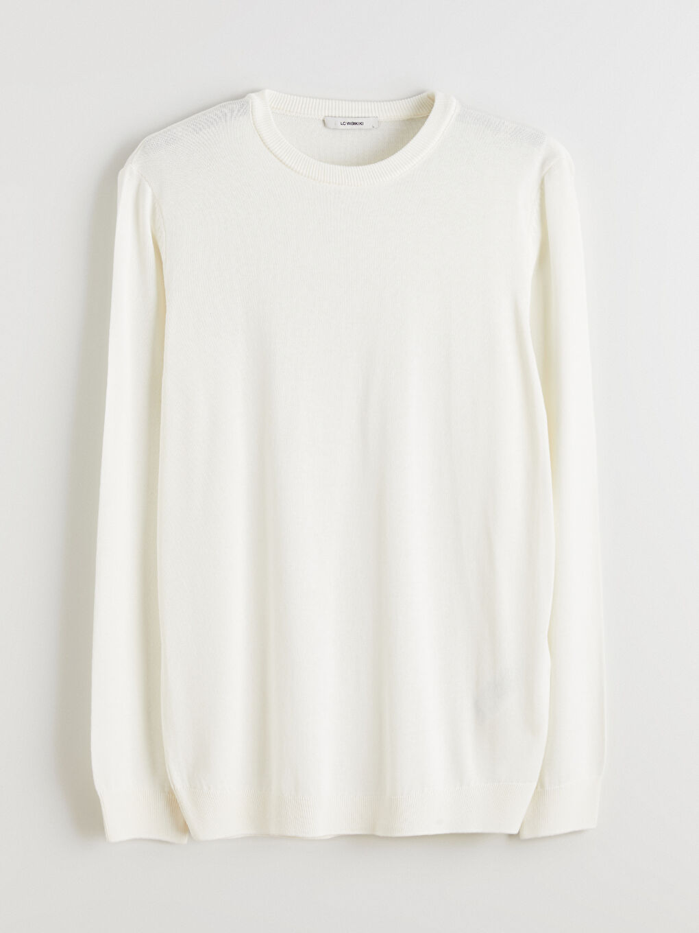 Ekru Bisiklet Yaka Erkek Triko Kazak-4