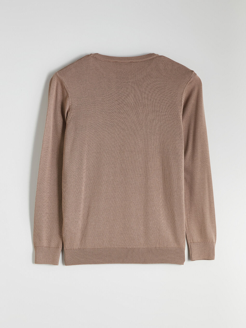 Bej Bisiklet Yaka Erkek Triko Kazak-5