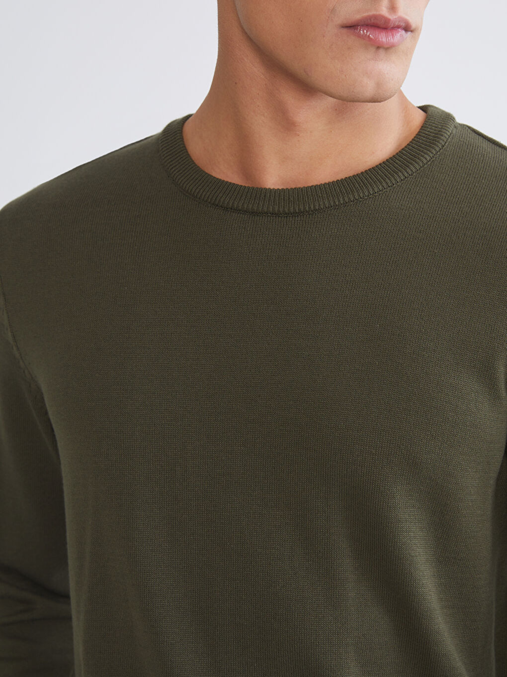 Haki Bisiklet Yaka Erkek Triko Kazak-2