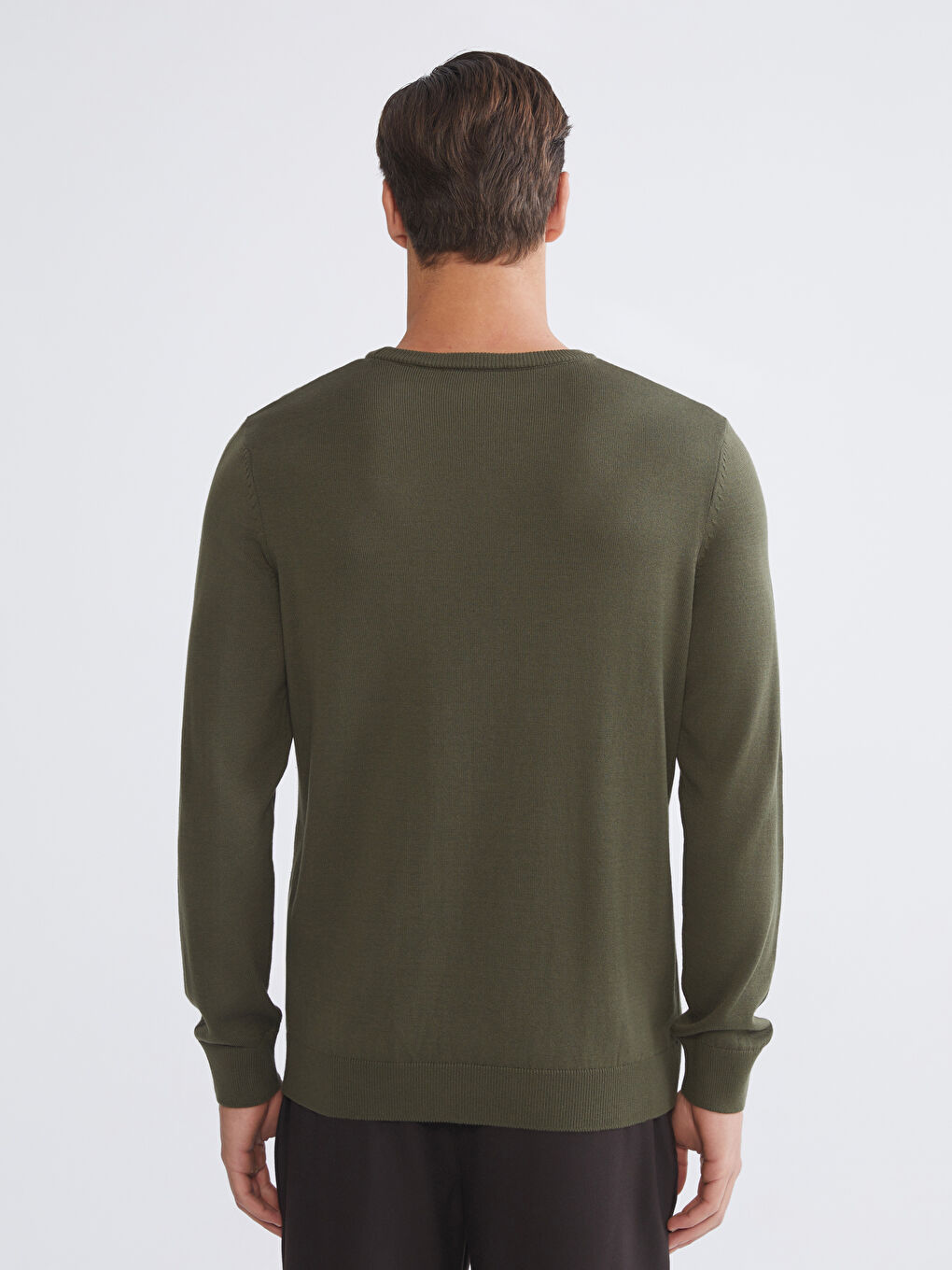 Haki Bisiklet Yaka Erkek Triko Kazak-3