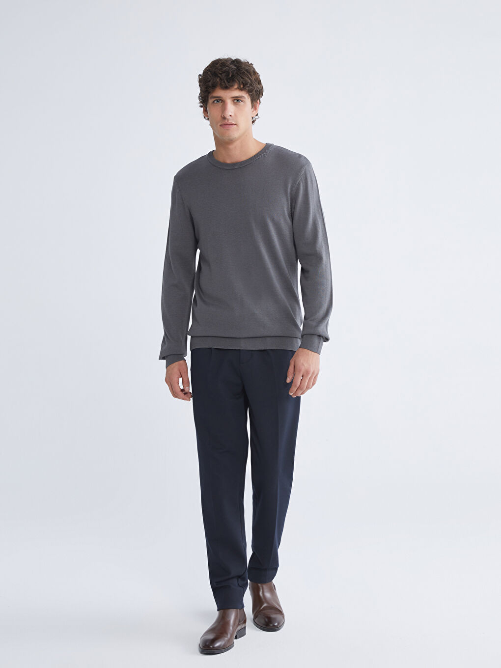 Mavi Bisiklet Yaka Erkek Triko Kazak-1