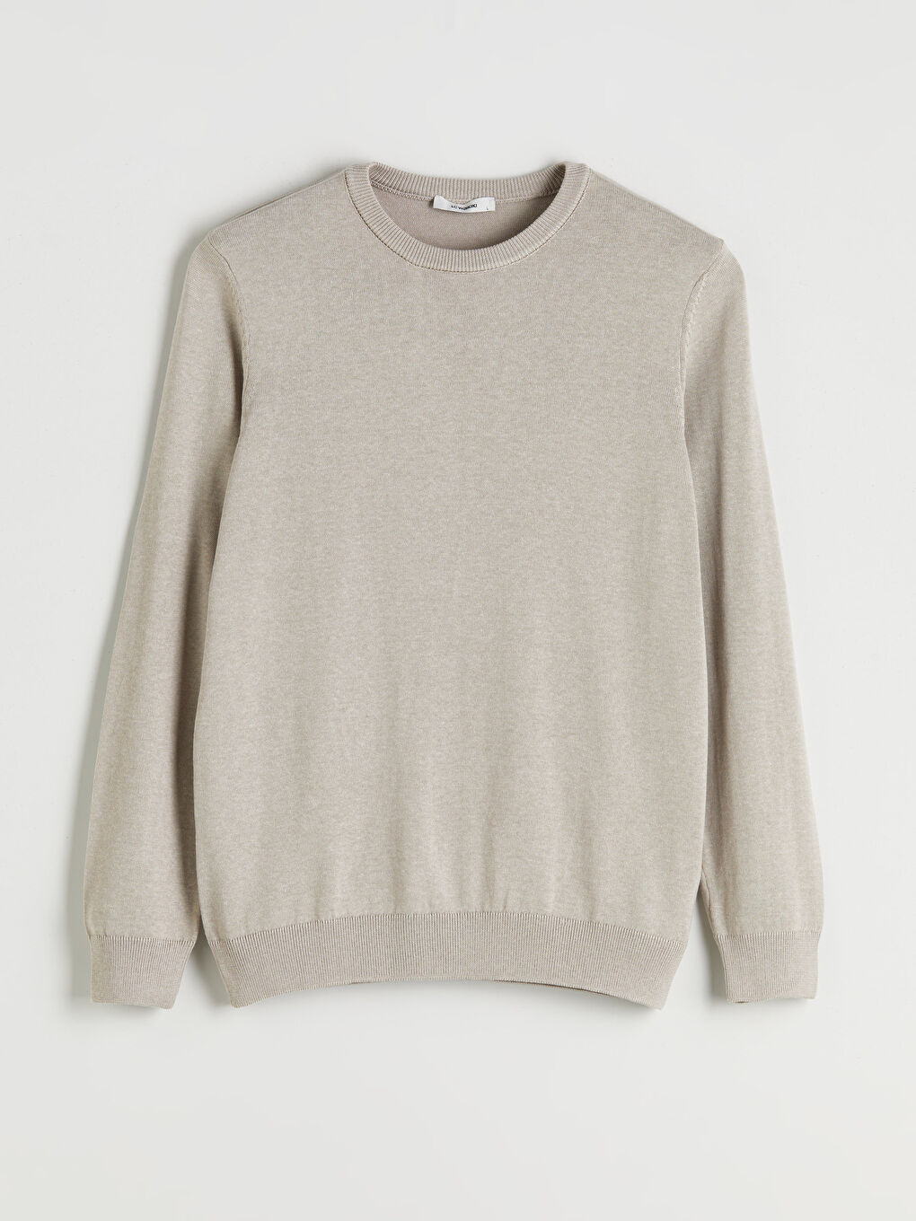 Bej Bisiklet Yaka Erkek Triko Kazak-4