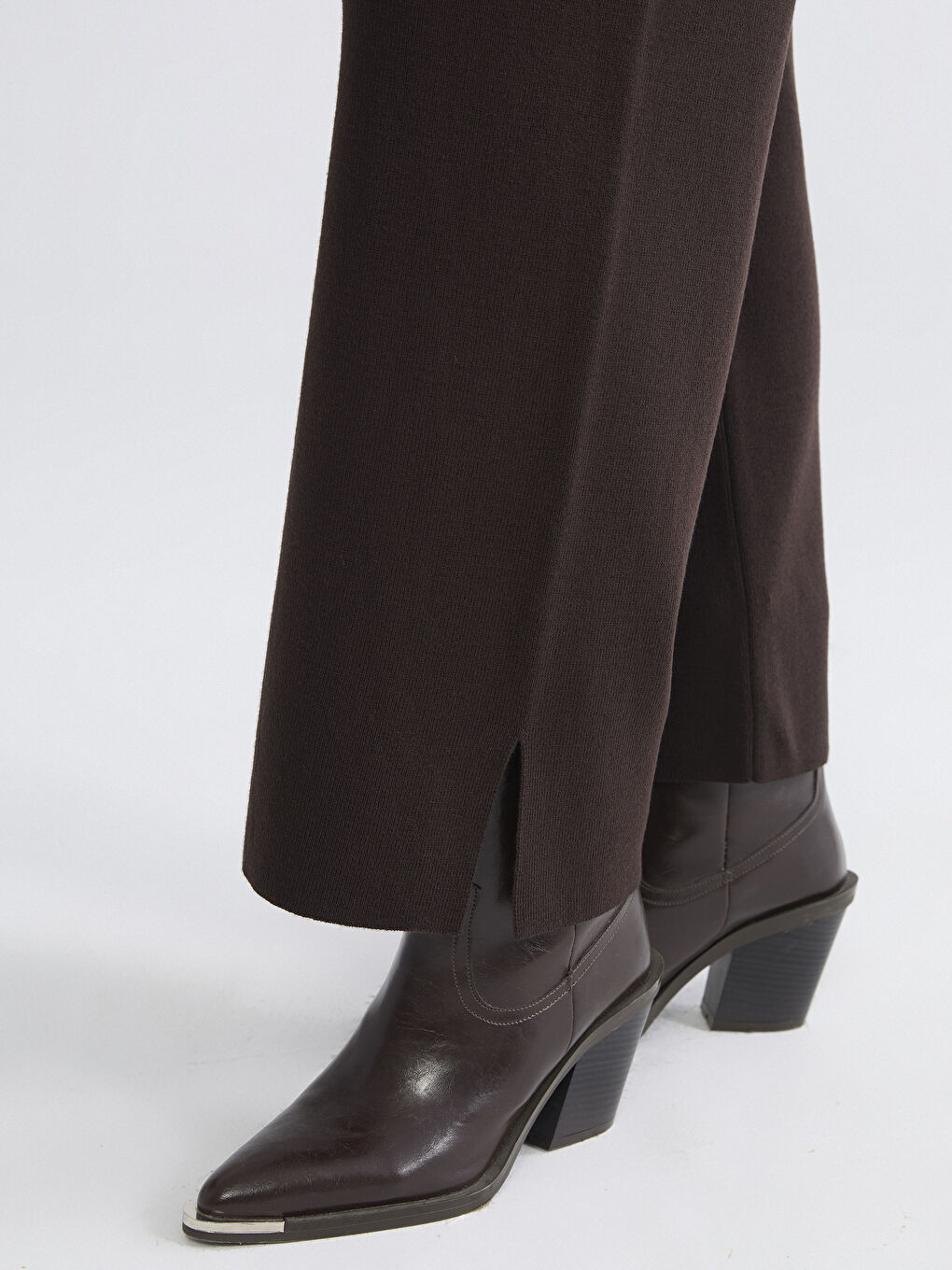 Панталон от трико с еластична талия за жени-2