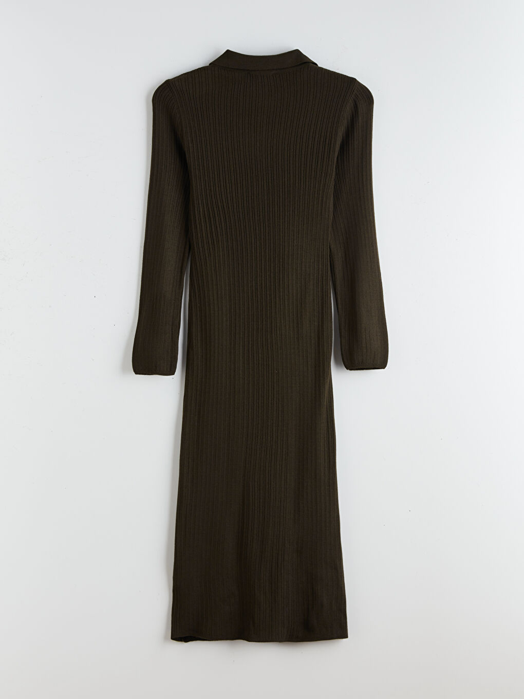 Haki Polo Yaka Triko Elbise-5